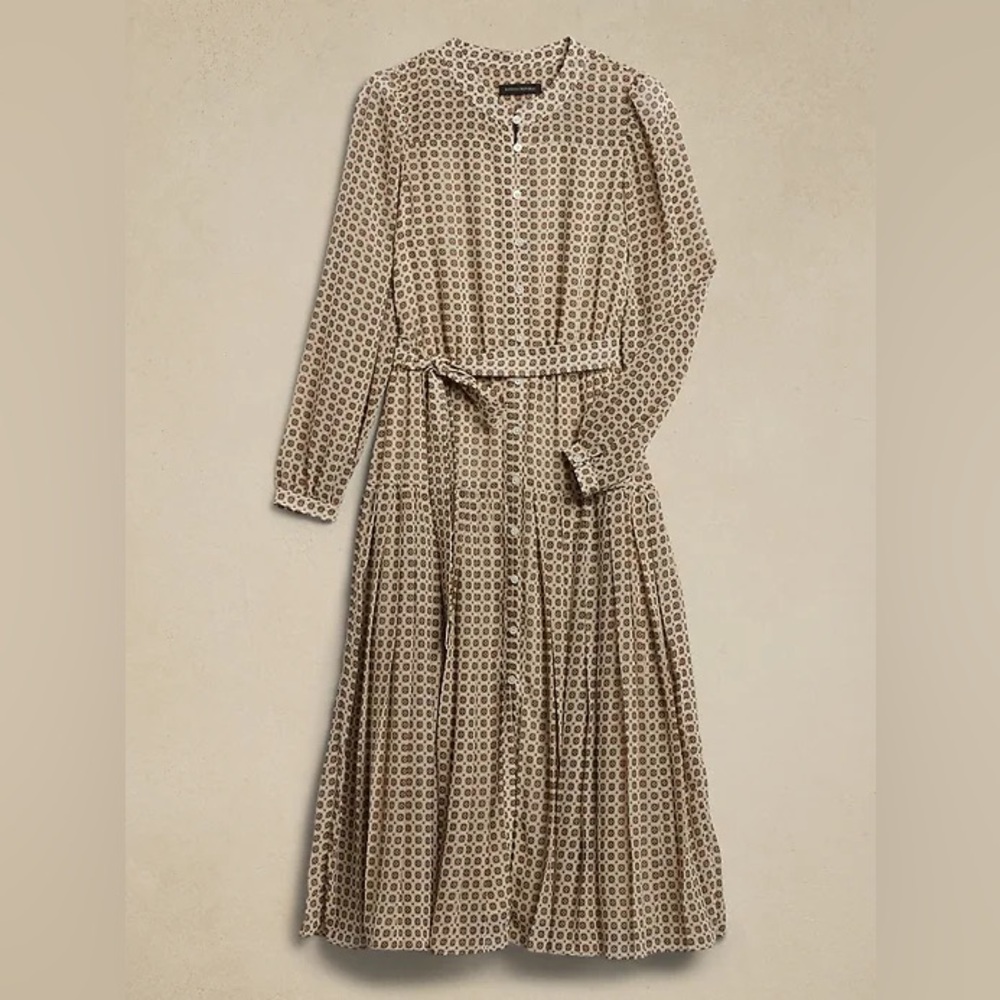 Banana republic pleated midi dress